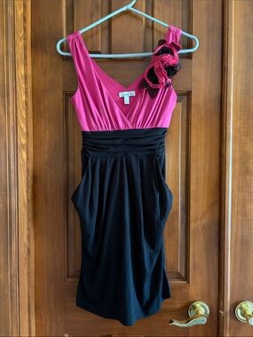 Speechless Fuchsia and Black One-Shoulder Cocktail Dress
